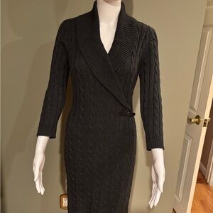 Calvin Klein Charcoal Cable Knit Sweater Dress